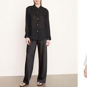 Vince oversized sheer striped button up with abalone shell buttons NWT